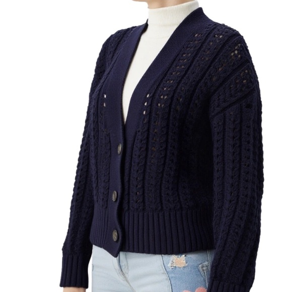 Gap Navy Cotton Knit Cardigan Size Medium - Picture 2 of 6